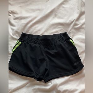 Green Striped Adidas Black Shorts